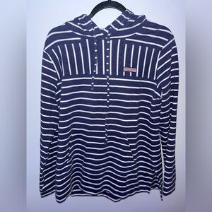 Navy and White Striped Women's Sweater